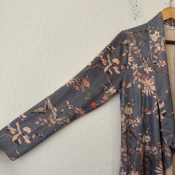 SOFT SURROUNDINGS Drape Shape Jacket Gray Floral Faux Suede Bohemian - Picture 6 of 11